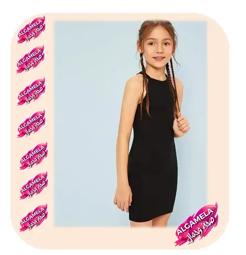 فساتين سواريه اطفال سك أسود بدون أكمام