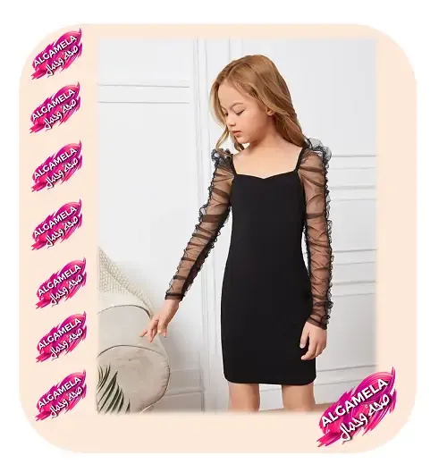 سورايه سك أسود بأكمام طويلة شفافة