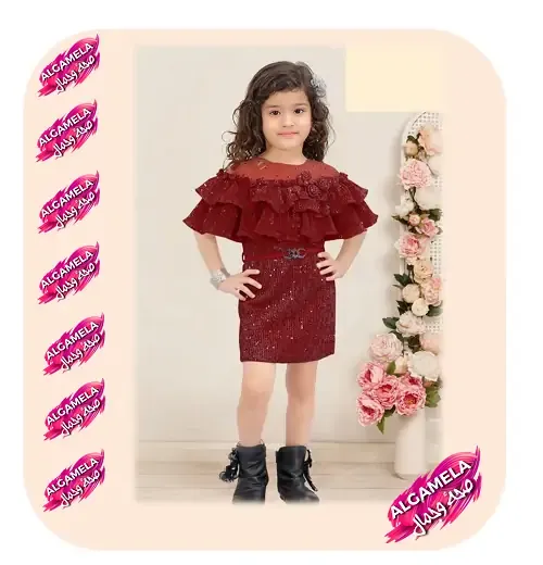 فساتين سواريه اطفال سك باللون الأحمر