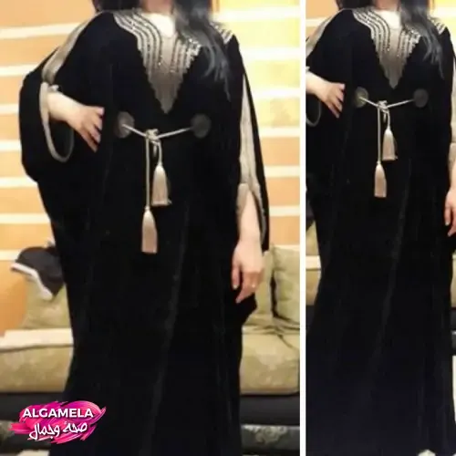 عبايات سوداء: اجعلي إطلالتك جذابة بأحدث تشكيلة من العبايات عباية خليجية مخملية سوداء