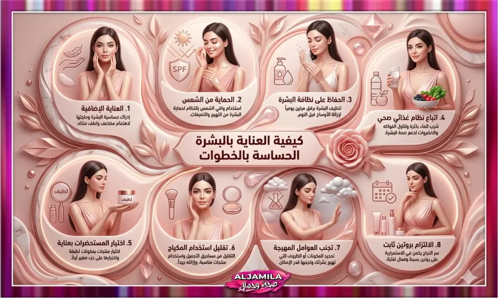 كيفية العناية بالبشرة الحساسة بالخطوات