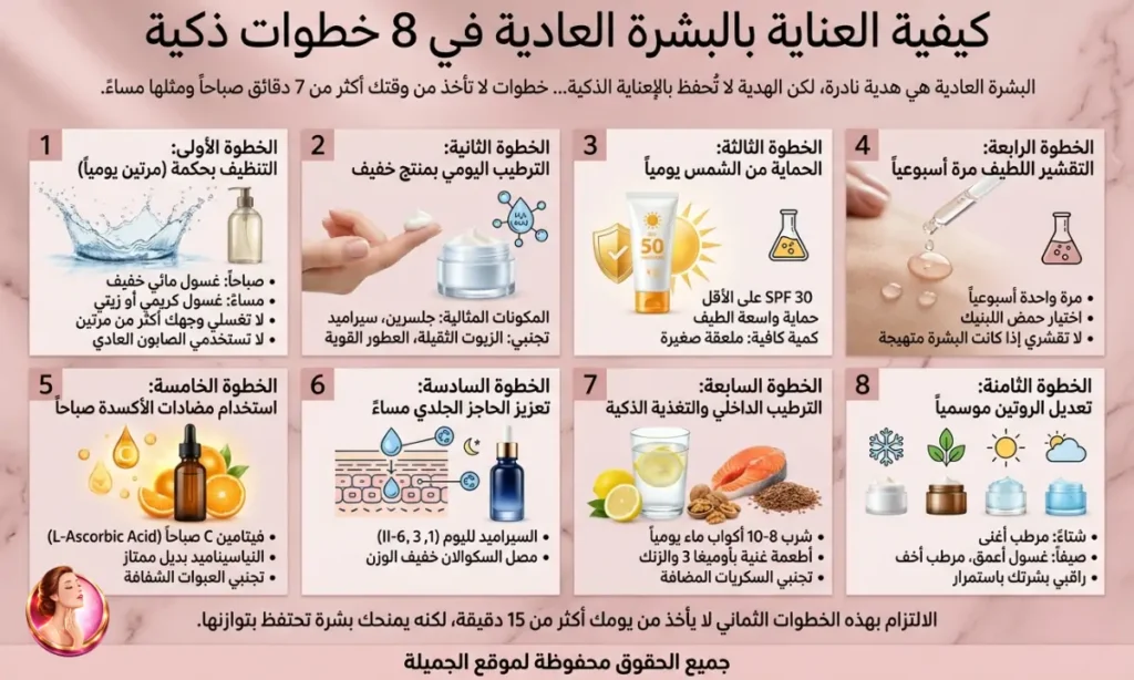 العناية ببشرتك العادية ب 8 خطوات