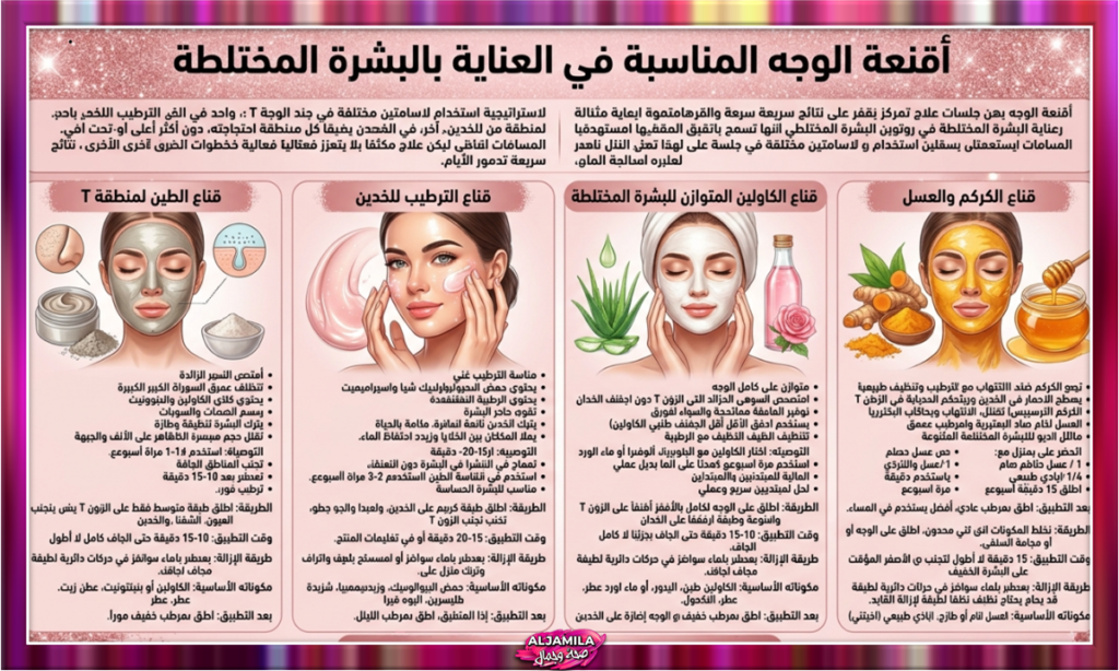 أقنعة الوجه المناسبة في العناية بالبشرة المختلطة
